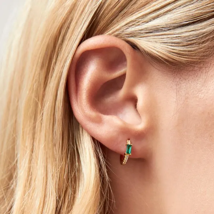 ALOHAS Jewelry Women Plato 8211 Green Crystal Gold Earrings