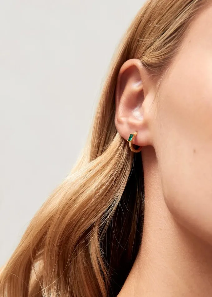 ALOHAS Jewelry Women Plato 8211 Green Crystal Gold Earrings