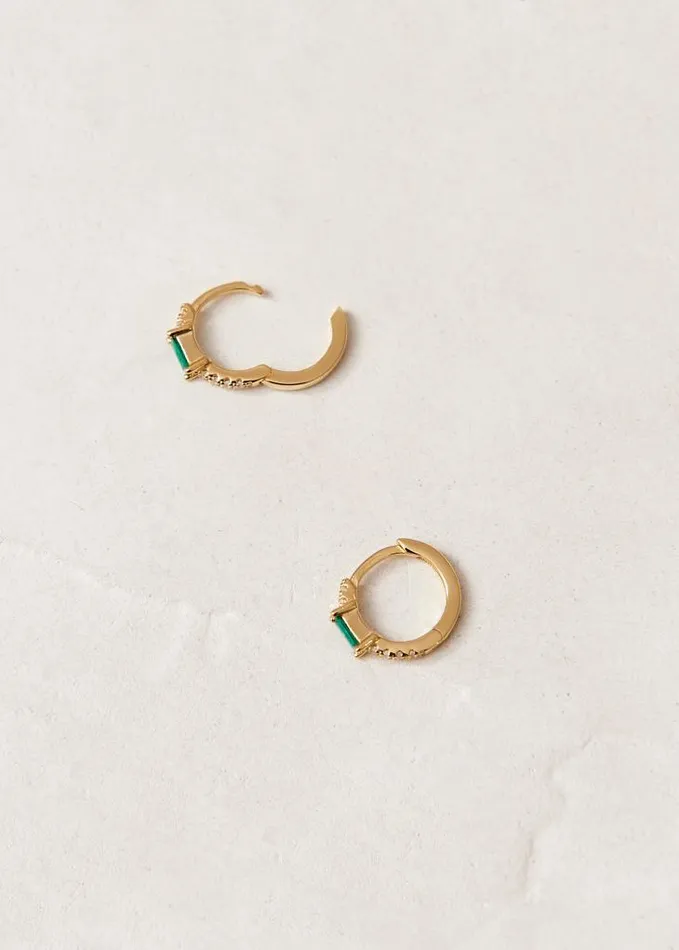 ALOHAS Jewelry Women Plato 8211 Green Crystal Gold Earrings
