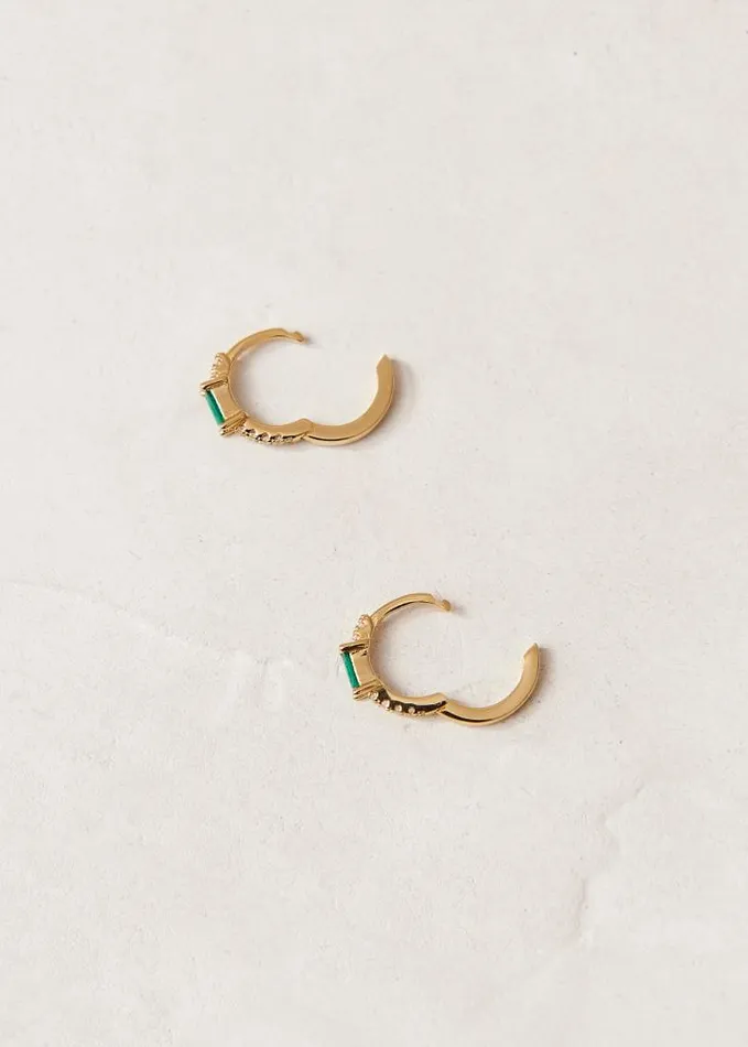 ALOHAS Jewelry Women Plato 8211 Green Crystal Gold Earrings