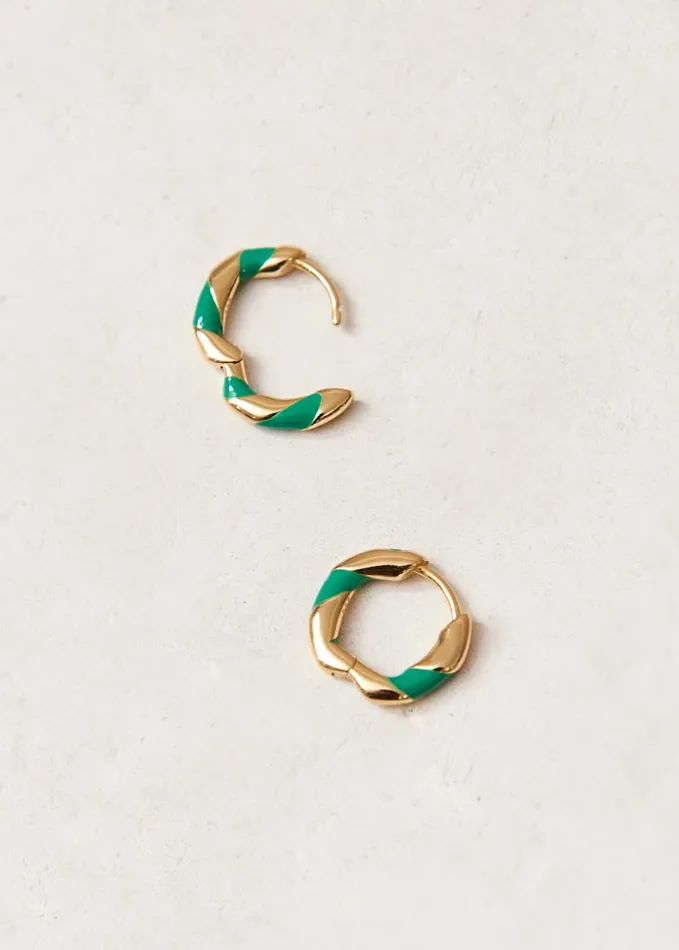 ALOHAS Jewelry Women Tin 8211 Gold And Green Earrings
