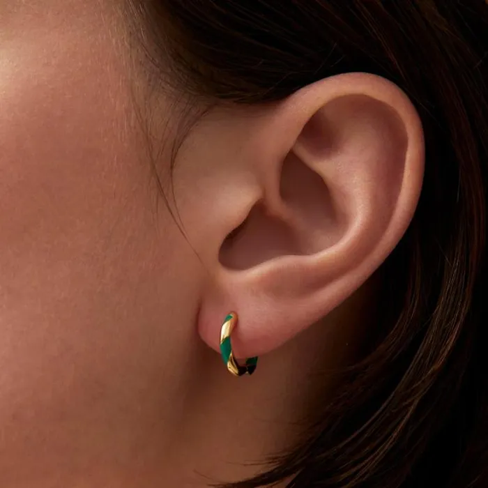 ALOHAS Jewelry Women Tin 8211 Gold And Green Earrings