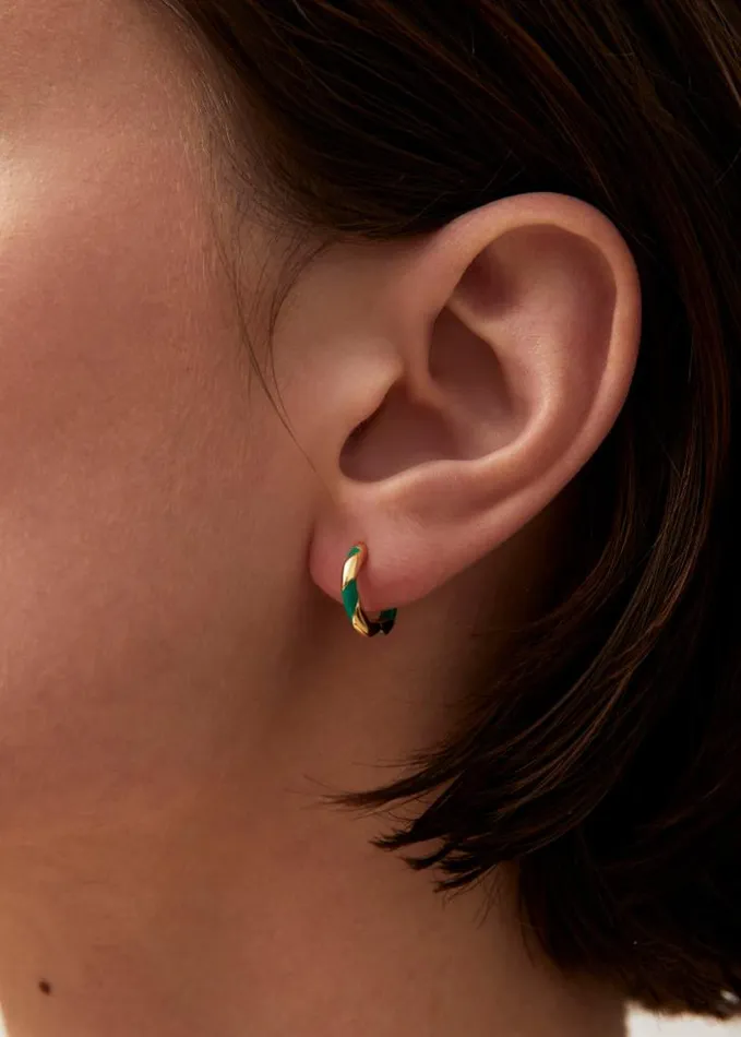 ALOHAS Jewelry Women Tin 8211 Gold And Green Earrings
