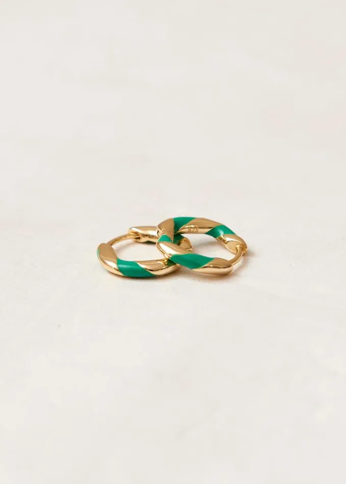 ALOHAS Jewelry Women Tin 8211 Gold And Green Earrings