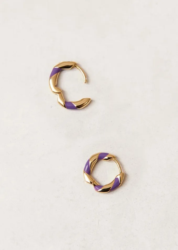 ALOHAS Jewelry Women Tin 8211 Gold And Purple Earrings