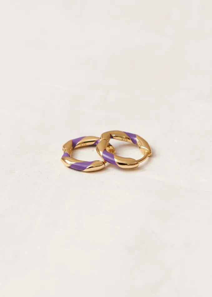 ALOHAS Jewelry Women Tin 8211 Gold And Purple Earrings