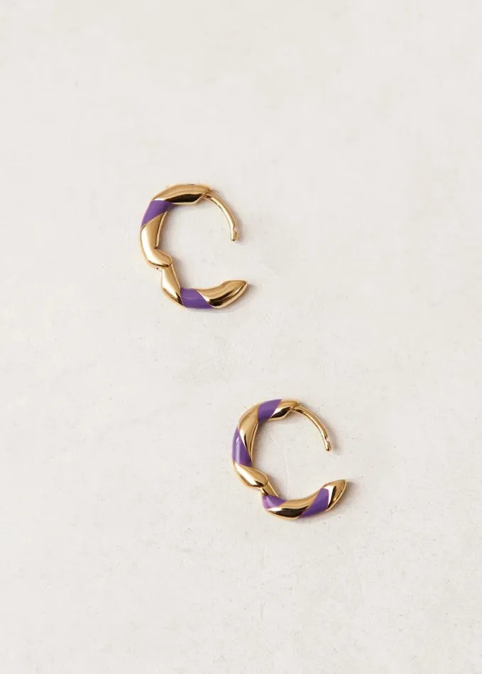 ALOHAS Jewelry Women Tin 8211 Gold And Purple Earrings