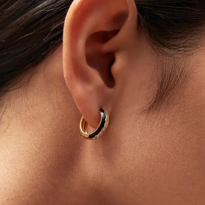 ALOHAS Jewelry Women Winnie 8211 Gold And Black Earrings