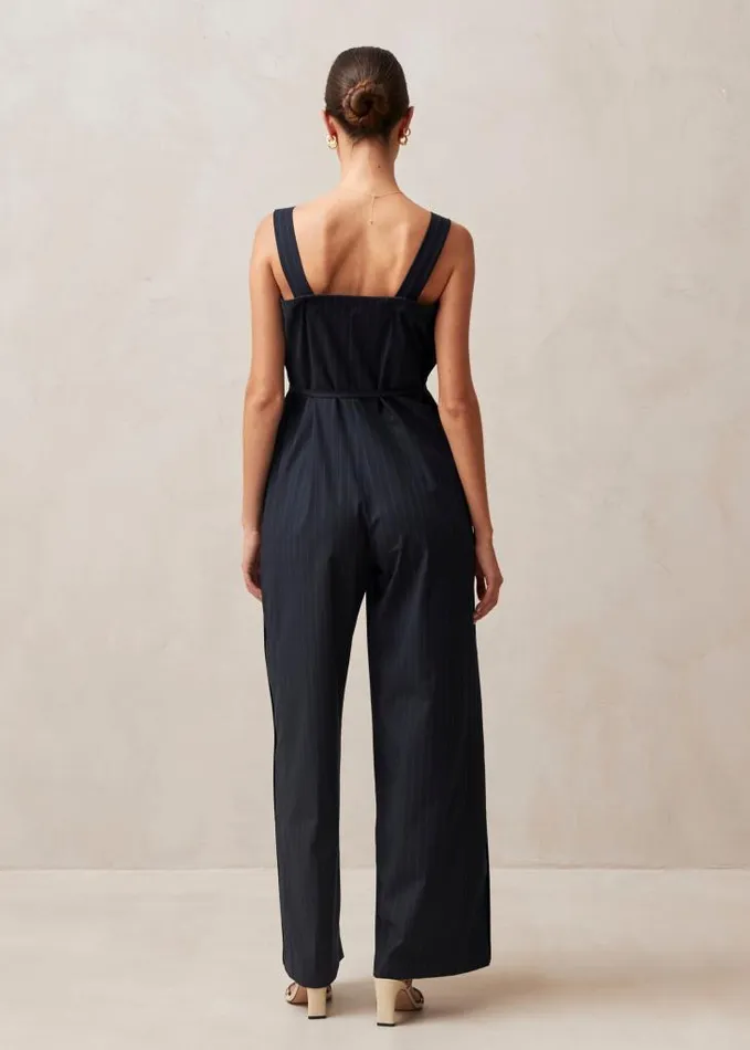 ALOHAS Jumpsuits Women Ingrid 8211 Navy Pinstripe Jumpsuit