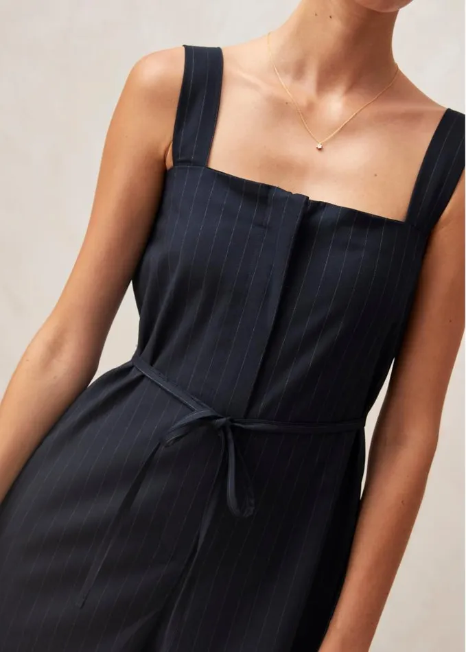 ALOHAS Jumpsuits Women Ingrid 8211 Navy Pinstripe Jumpsuit