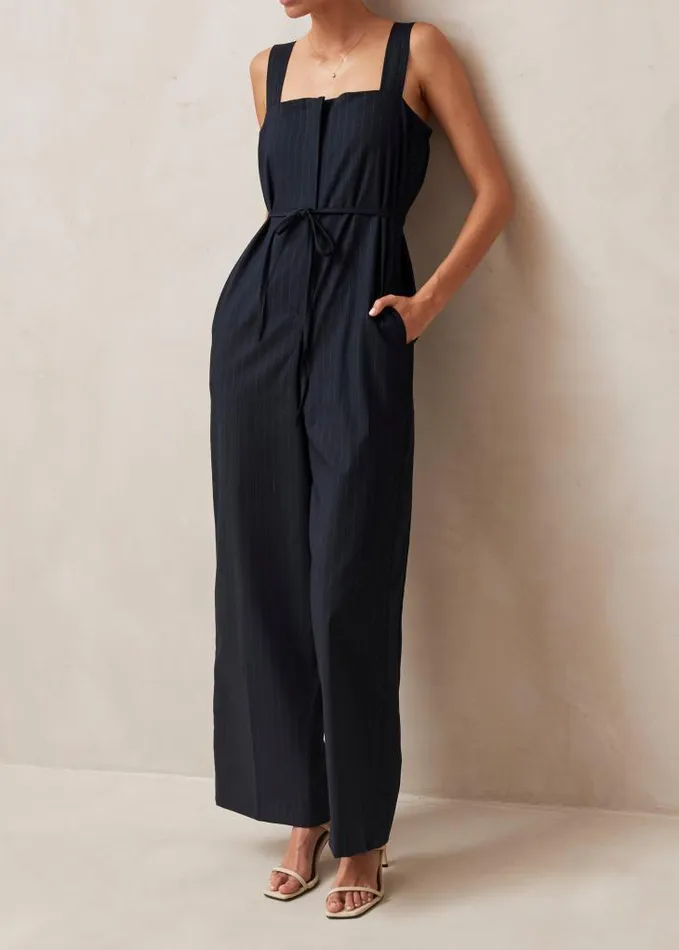 ALOHAS Jumpsuits Women Ingrid 8211 Navy Pinstripe Jumpsuit