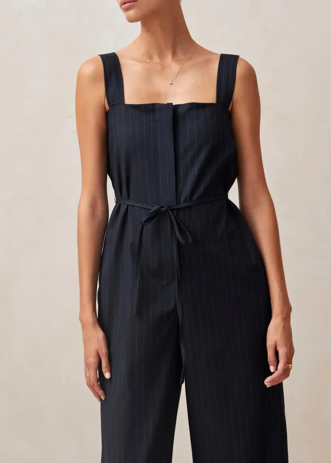 ALOHAS Jumpsuits Women Ingrid 8211 Navy Pinstripe Jumpsuit