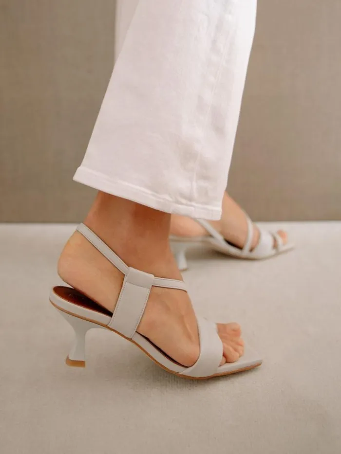 ALOHAS Mules Women Asymmetric Straps 8211 White Leather Mules