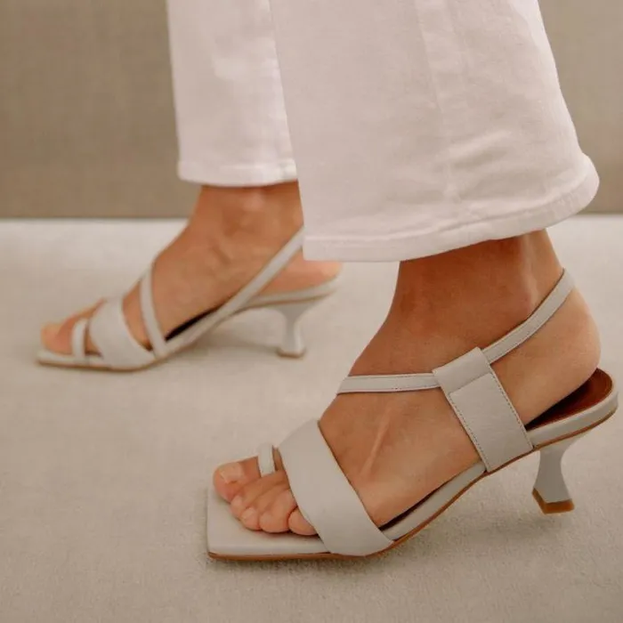 ALOHAS Mules Women Asymmetric Straps 8211 White Leather Mules