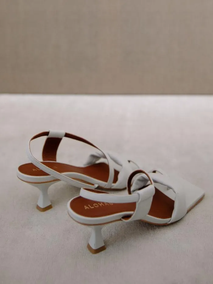 ALOHAS Mules Women Asymmetric Straps 8211 White Leather Mules