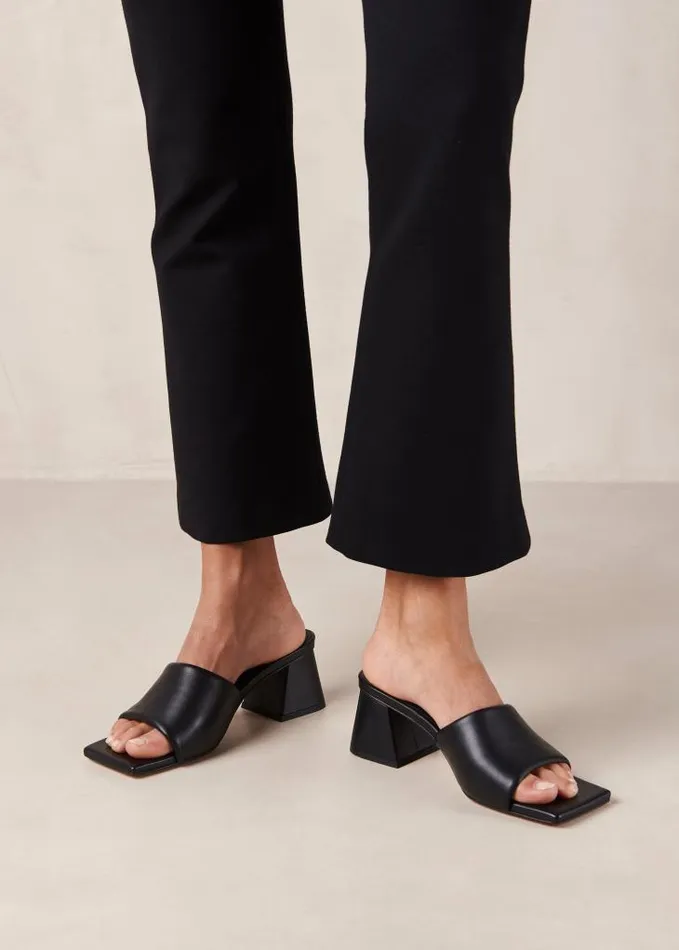 ALOHAS Mules Women Brushed 8211 Black Leather Sandals