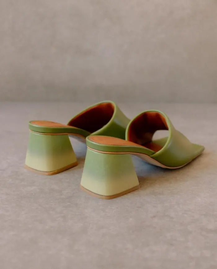 ALOHAS Mules Women Brushed Degrad 8211 Green And Yellow Leather Sandals