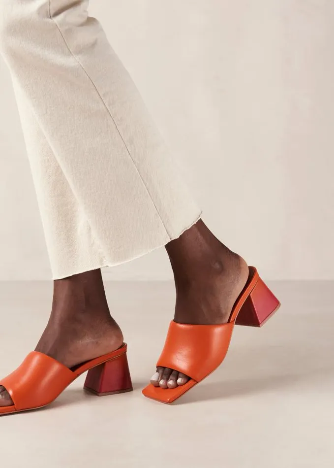 ALOHAS Mules Women Brushed Degrad 8211 Pink And Orange Leather Sandals