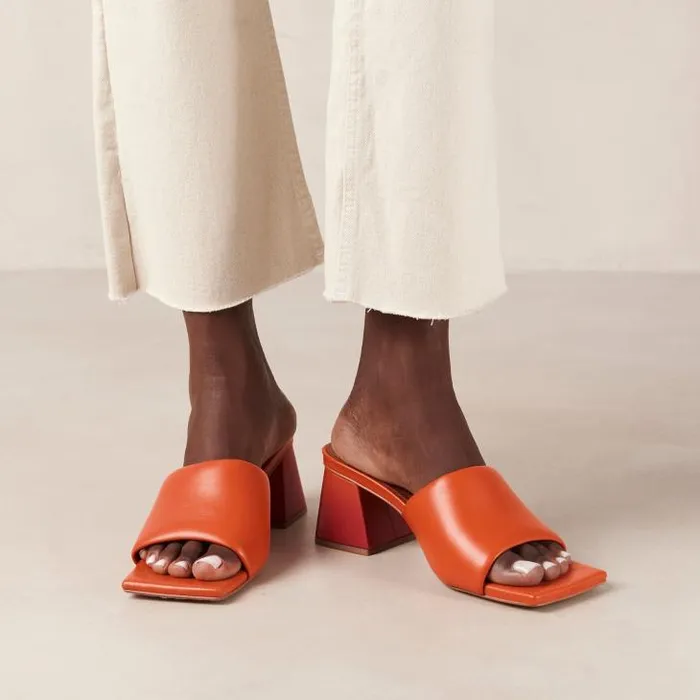 ALOHAS Mules Women Brushed Degrad 8211 Pink And Orange Leather Sandals