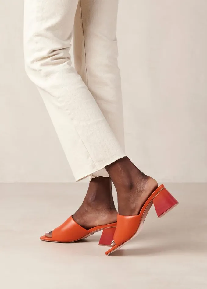 ALOHAS Mules Women Brushed Degrad 8211 Pink And Orange Leather Sandals