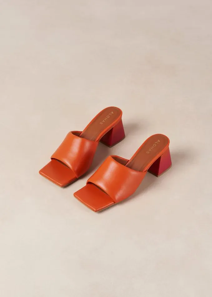 ALOHAS Mules Women Brushed Degrad 8211 Pink And Orange Leather Sandals
