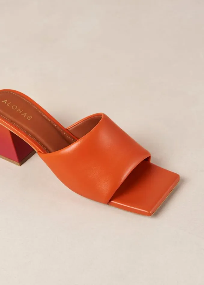 ALOHAS Mules Women Brushed Degrad 8211 Pink And Orange Leather Sandals