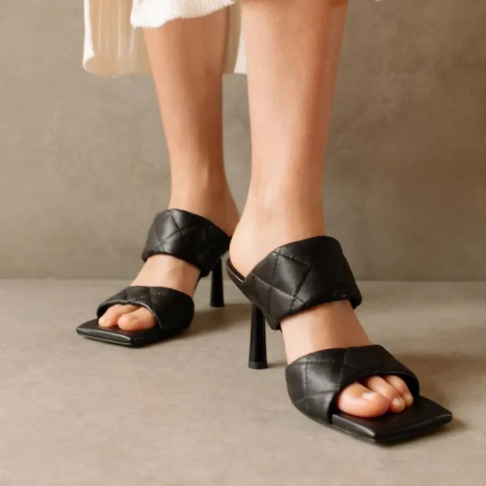 ALOHAS Mules Women Conner 8211 Black Leather Sandals