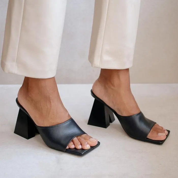 ALOHAS Mules Women Dune 8211 Black Leather Sandals