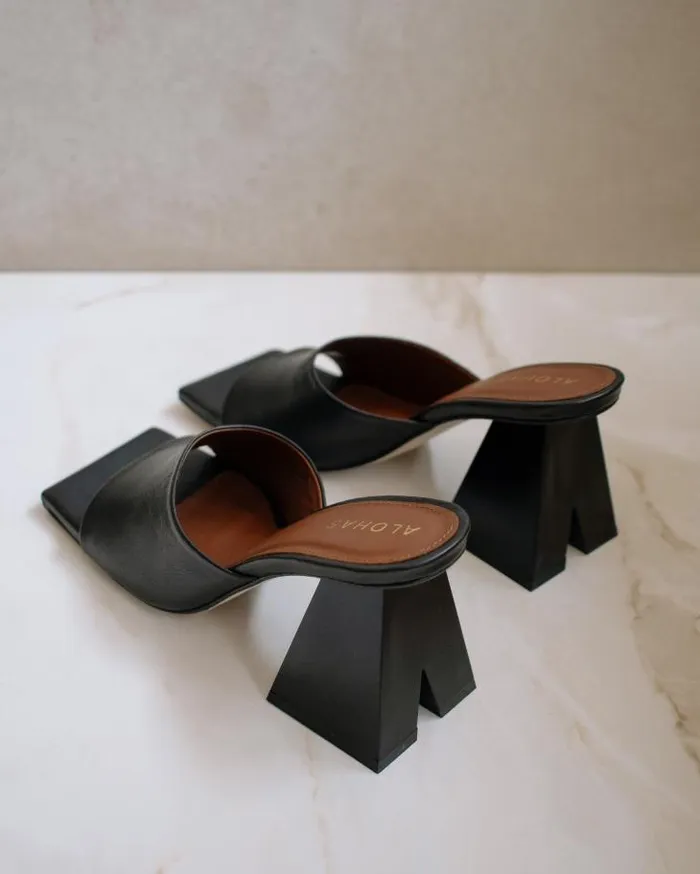 ALOHAS Mules Women Dune 8211 Black Leather Sandals