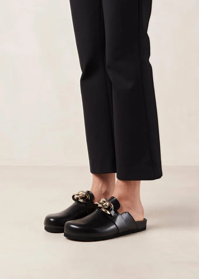 ALOHAS Mules Women Fireplace 8211 Black Leather Clogs