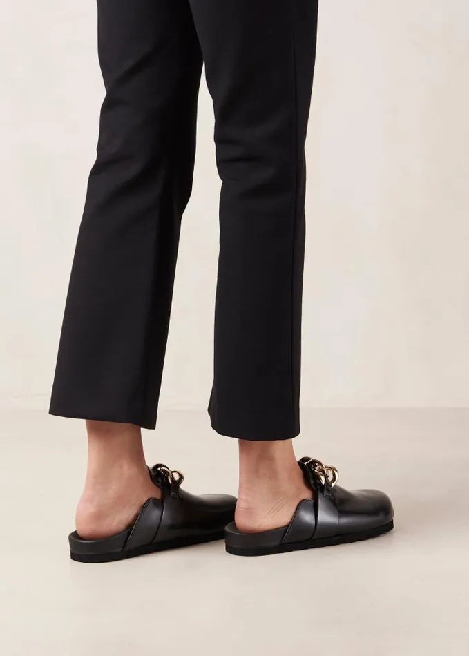 ALOHAS Mules Women Fireplace 8211 Black Leather Clogs