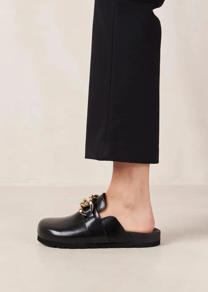 ALOHAS Mules Women Fireplace 8211 Black Leather Clogs