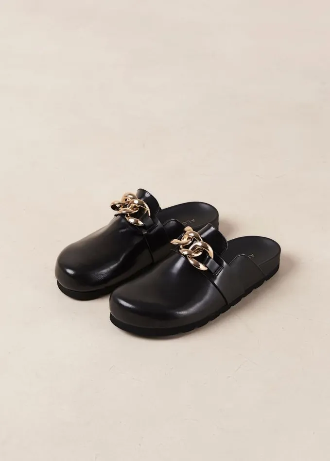 ALOHAS Mules Women Fireplace 8211 Black Leather Clogs