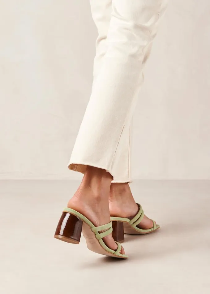 ALOHAS Mules Women Indiana 8211 Green Leather Sandals