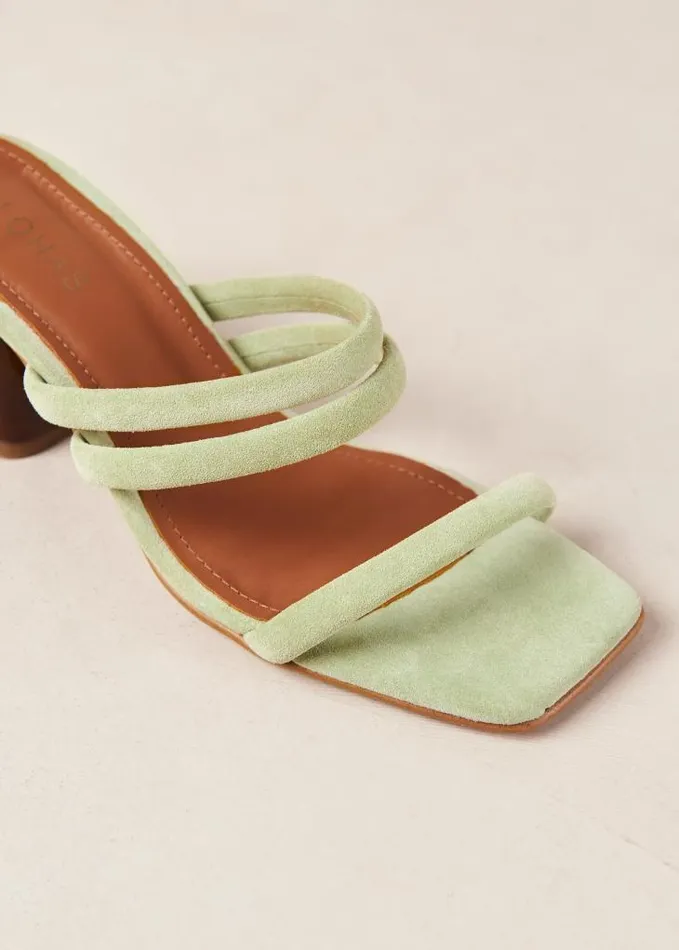 ALOHAS Mules Women Indiana 8211 Green Leather Sandals