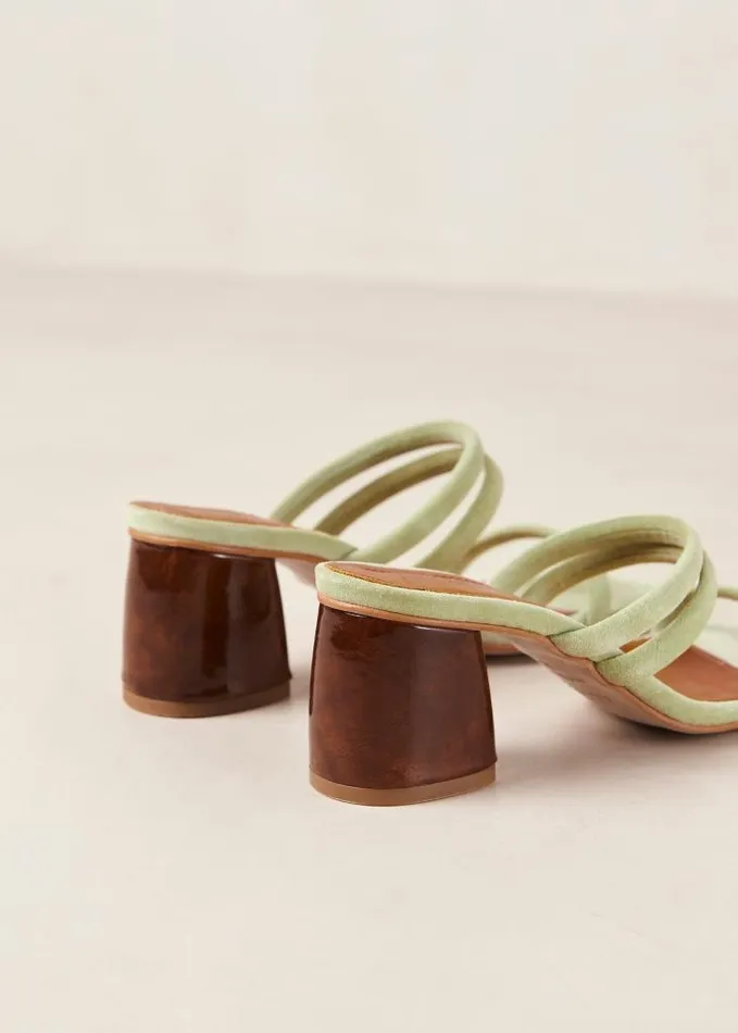 ALOHAS Mules Women Indiana 8211 Green Leather Sandals