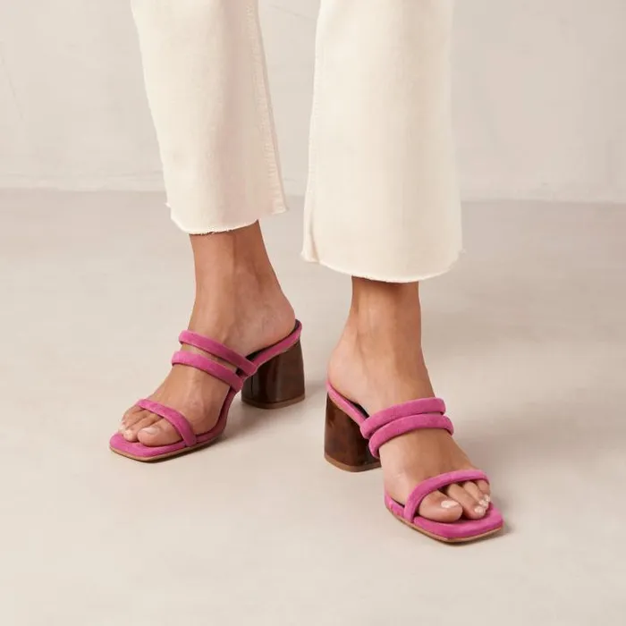 ALOHAS Mules Women Indiana 8211 Pink Leather Sandals