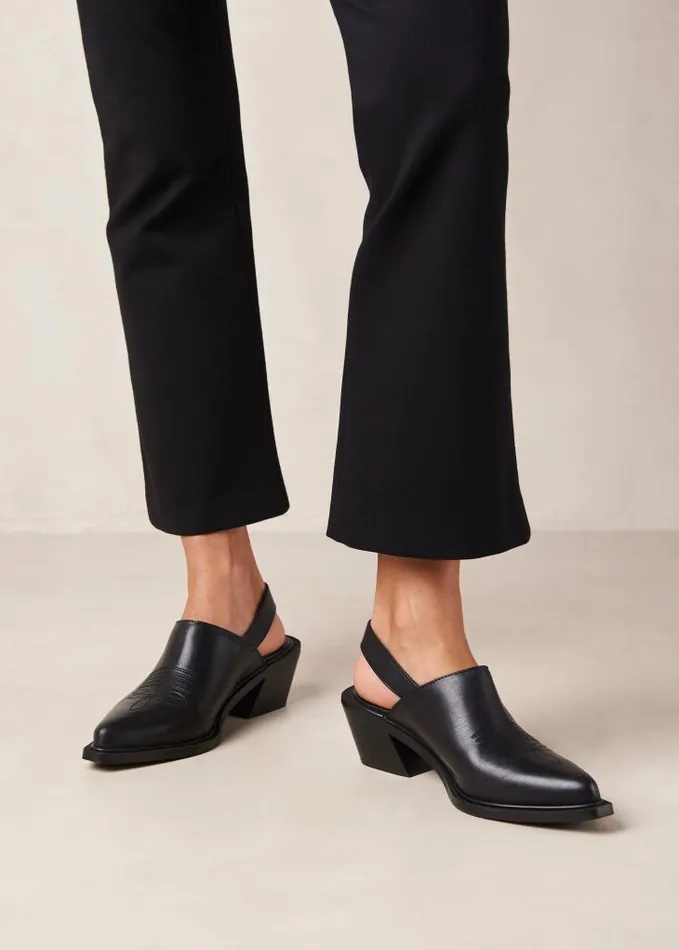 ALOHAS Mules Women Jet 8211 Black Leather Mules