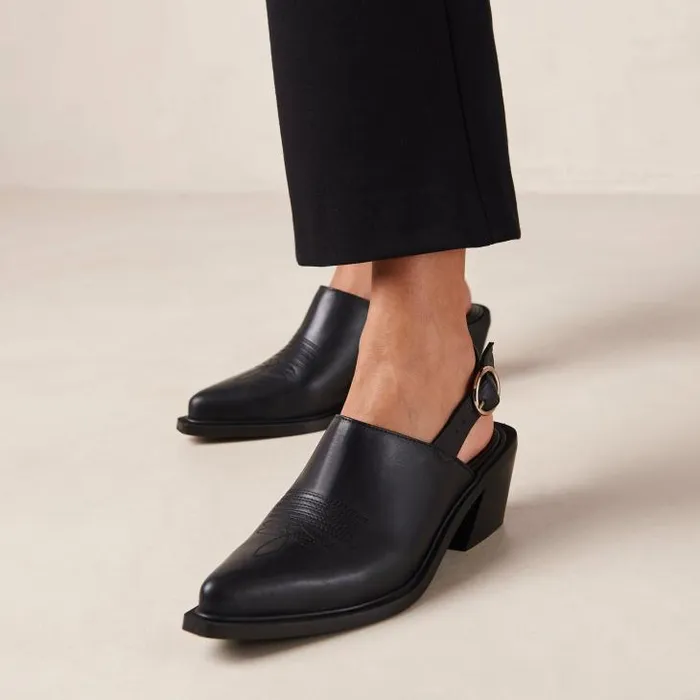 ALOHAS Mules Women Jet 8211 Black Leather Mules