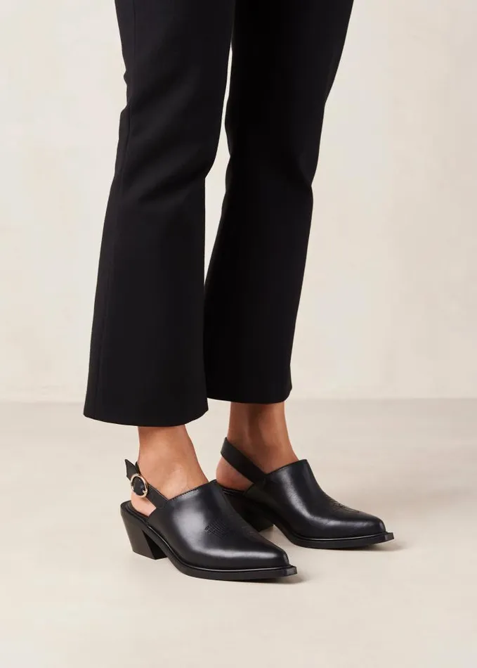 ALOHAS Mules Women Jet 8211 Black Leather Mules