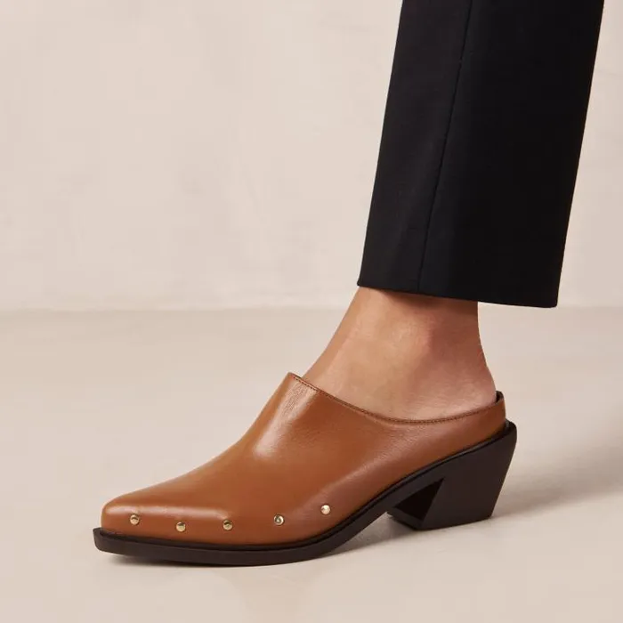ALOHAS Mules Women Lorenzo 8211 Brown Leather Mules