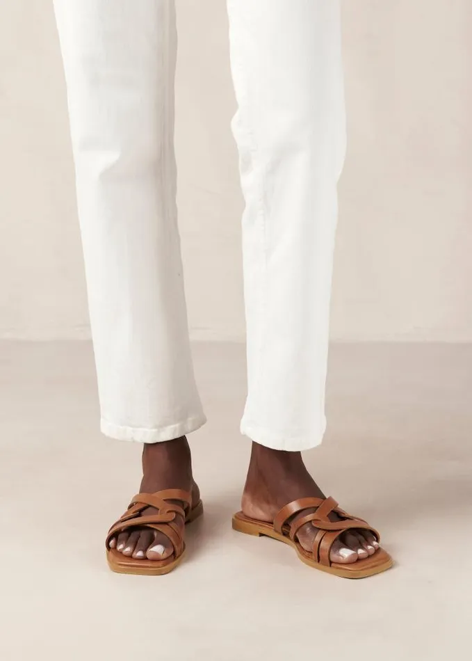 ALOHAS Mules Women Pad 8211 Brown Leather Sandals