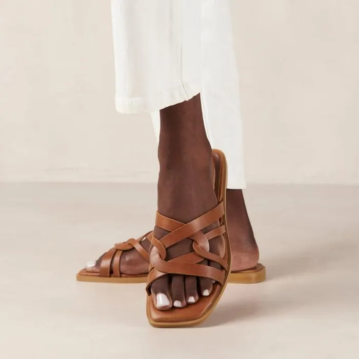 ALOHAS Mules Women Pad 8211 Brown Leather Sandals