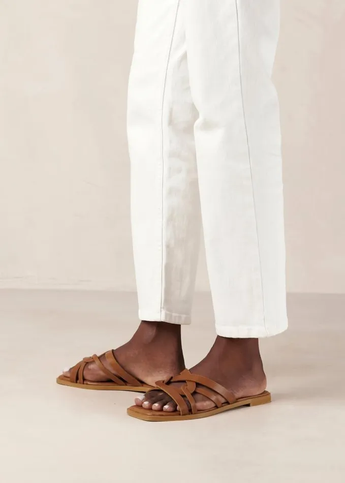 ALOHAS Mules Women Pad 8211 Brown Leather Sandals