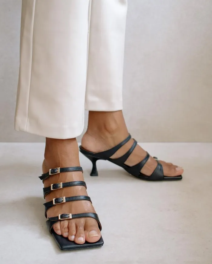 ALOHAS Mules Women Prickly 8211 Black Leather Sandals