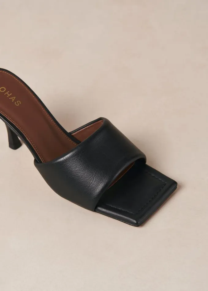 ALOHAS Mules Women Puffy 8211 Black Leather Mules