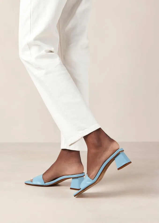 ALOHAS Mules Women Squared 8211 Blue Vegan Leather Sandals