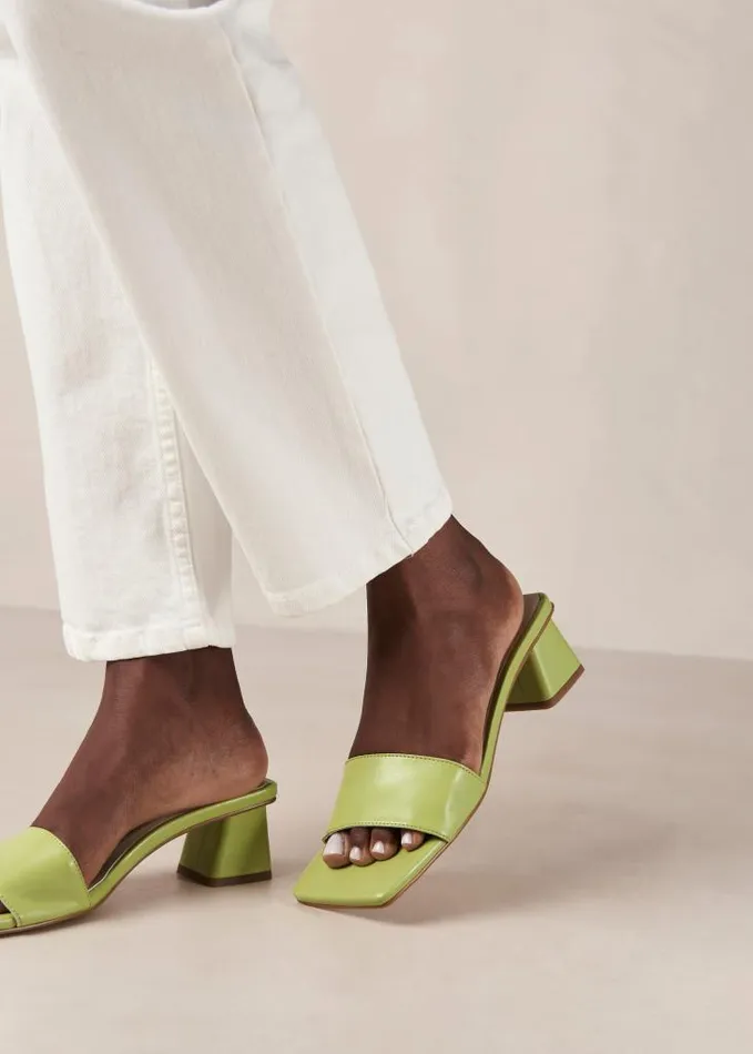 ALOHAS Mules Women Squared 8211 Green Vegan Leather Sandals