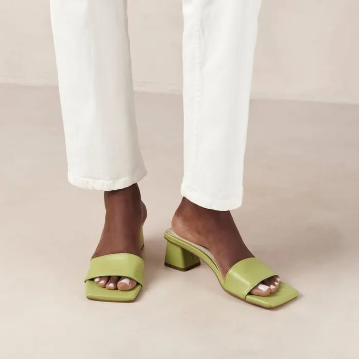 ALOHAS Mules Women Squared 8211 Green Vegan Leather Sandals