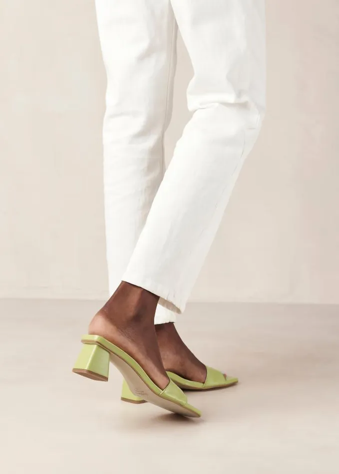 ALOHAS Mules Women Squared 8211 Green Vegan Leather Sandals